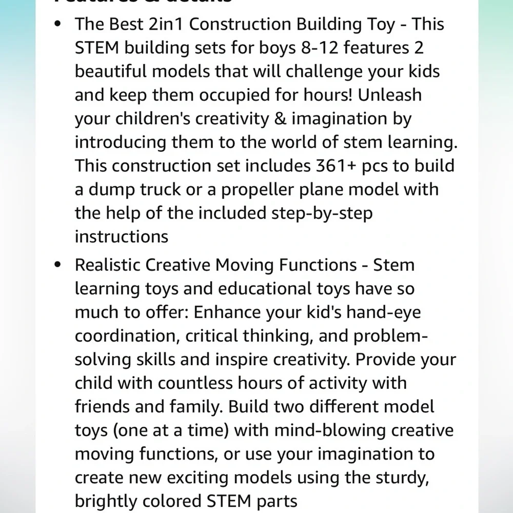NEW STEM Toys Building Set for Kids 8-12 (361 pcs) Construction Engineering Kit